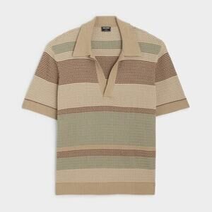 Todd Snyder Relaxed Stripe Montauk Polo size L Baja Dunes Silk Cotton NWT US$328